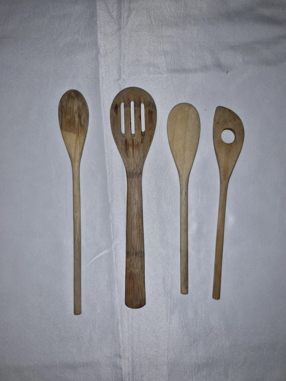 Set of 4 Wooden Cooking Spoons - Natural Wood